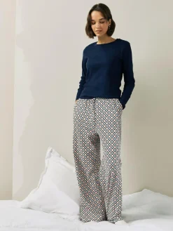 Discount Next Navy Geo Ribbed Long Sleeve Pyjamas