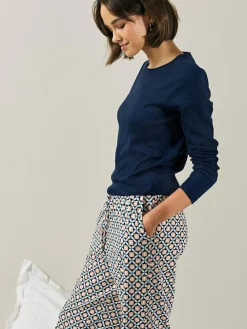 Discount Next Navy Geo Ribbed Long Sleeve Pyjamas