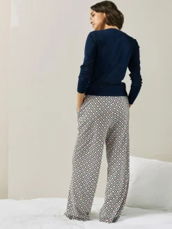 Discount Next Navy Geo Ribbed Long Sleeve Pyjamas
