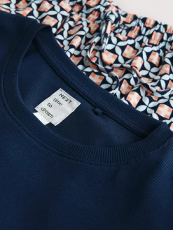 Discount Next Navy Geo Ribbed Long Sleeve Pyjamas