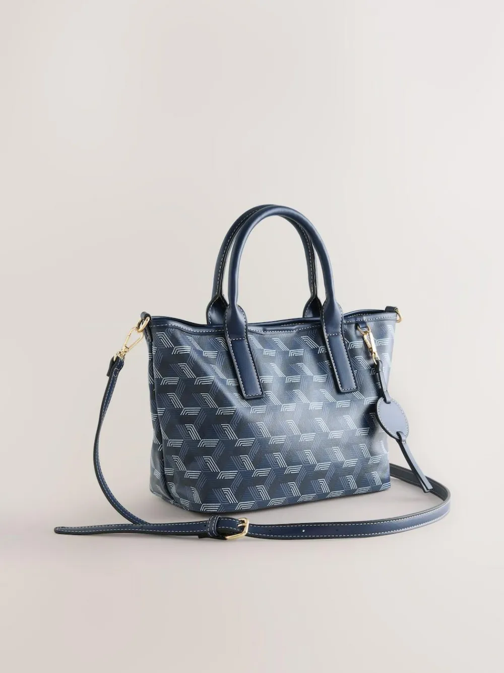New Next Navy Geometric Print Cross-Body Bag