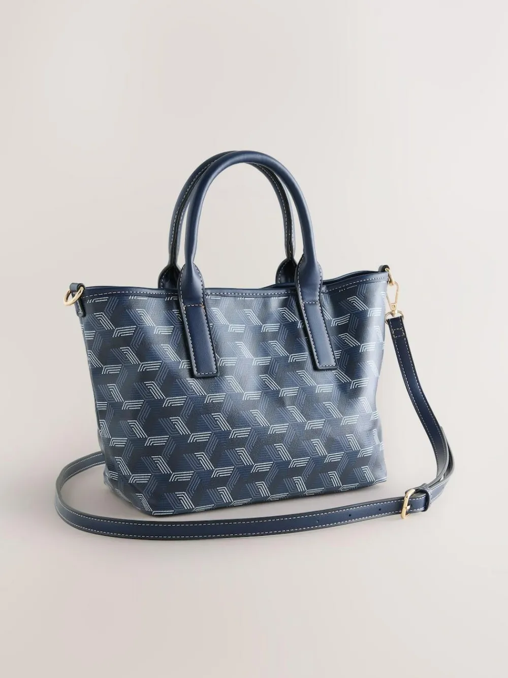 New Next Navy Geometric Print Cross-Body Bag