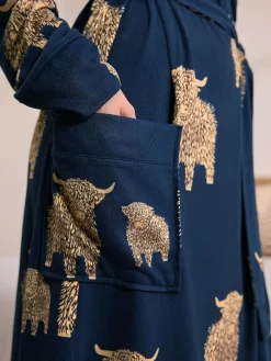 Discount Next Navy Hamish The Highland Cow Cosy Lightweight Dressing Gown