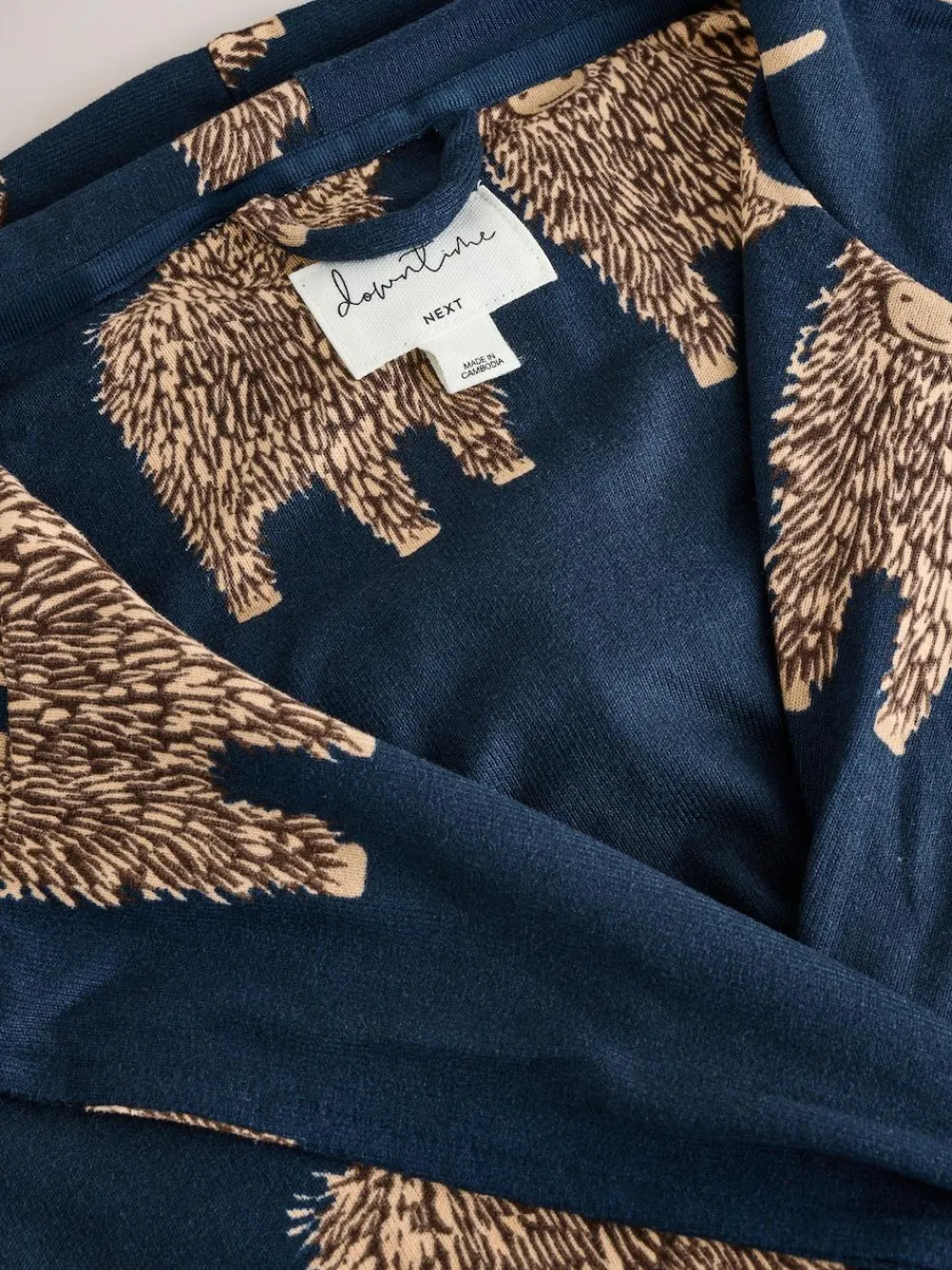 Discount Next Navy Hamish The Highland Cow Cosy Lightweight Dressing Gown