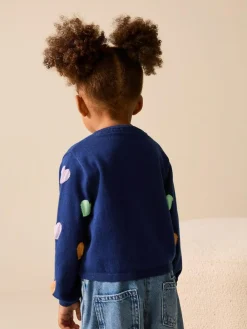 Hot Next Cardigan (3mths-10yrs) Navy Heart