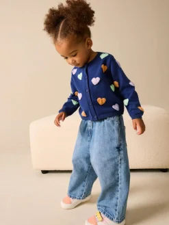 Hot Next Cardigan (3mths-10yrs) Navy Heart