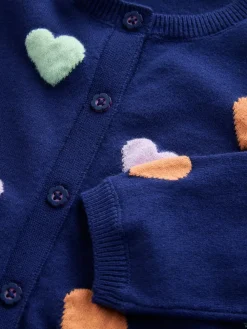 Hot Next Cardigan (3mths-10yrs) Navy Heart