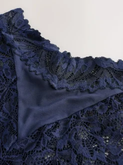 Best Next Navy High Waist High Leg Ultimate Comfort Lace Knickers 2 Pack