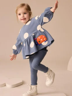 Next Navy Ladybird Long Sleeve Peplum Top and Leggings Set (3mths-7yrs)^ Baby Girls|Tops