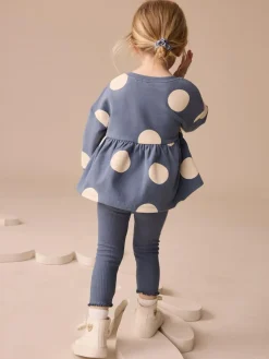 Next Navy Ladybird Long Sleeve Peplum Top and Leggings Set (3mths-7yrs)^ Baby Girls|Tops