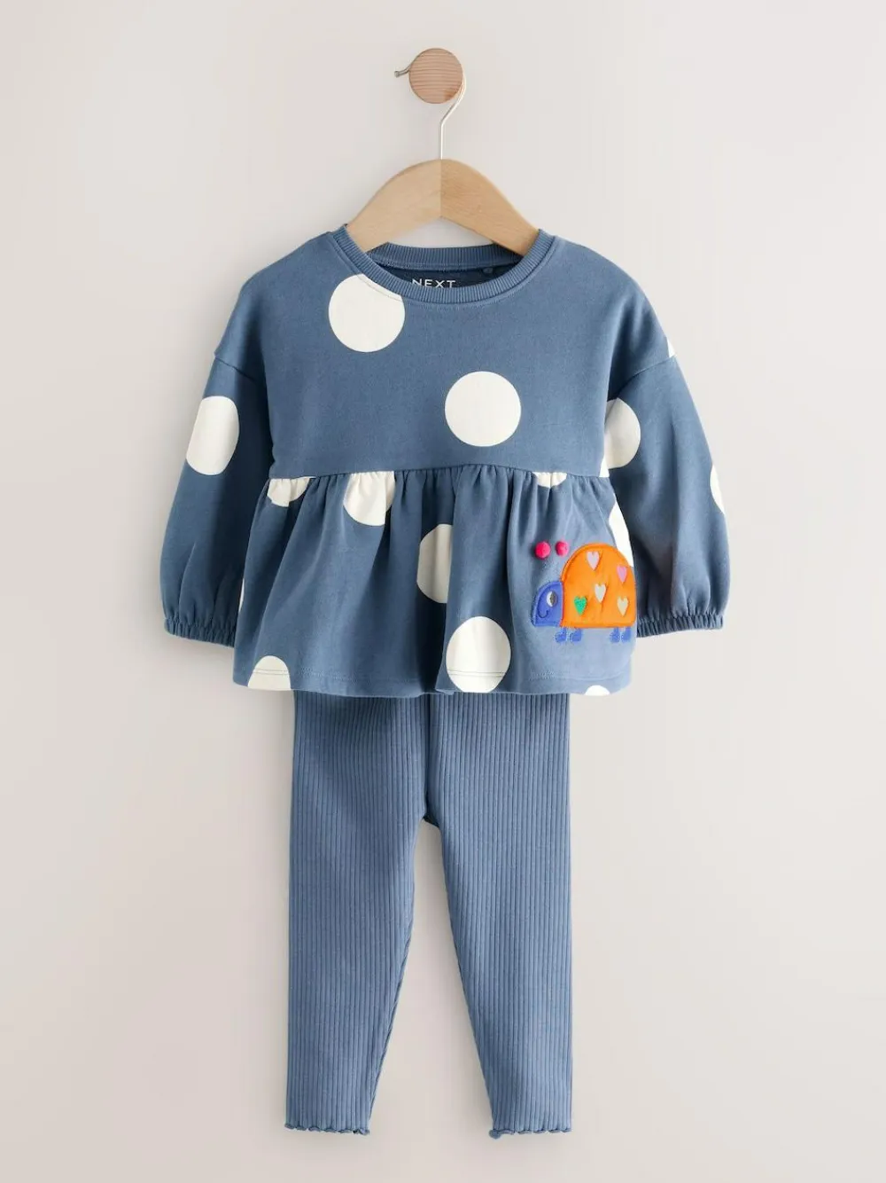 Next Navy Ladybird Long Sleeve Peplum Top and Leggings Set (3mths-7yrs)^ Baby Girls|Tops