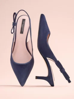 Outlet Next Tabitha Simmons x Dela Slingback Point Heels Navy Leather