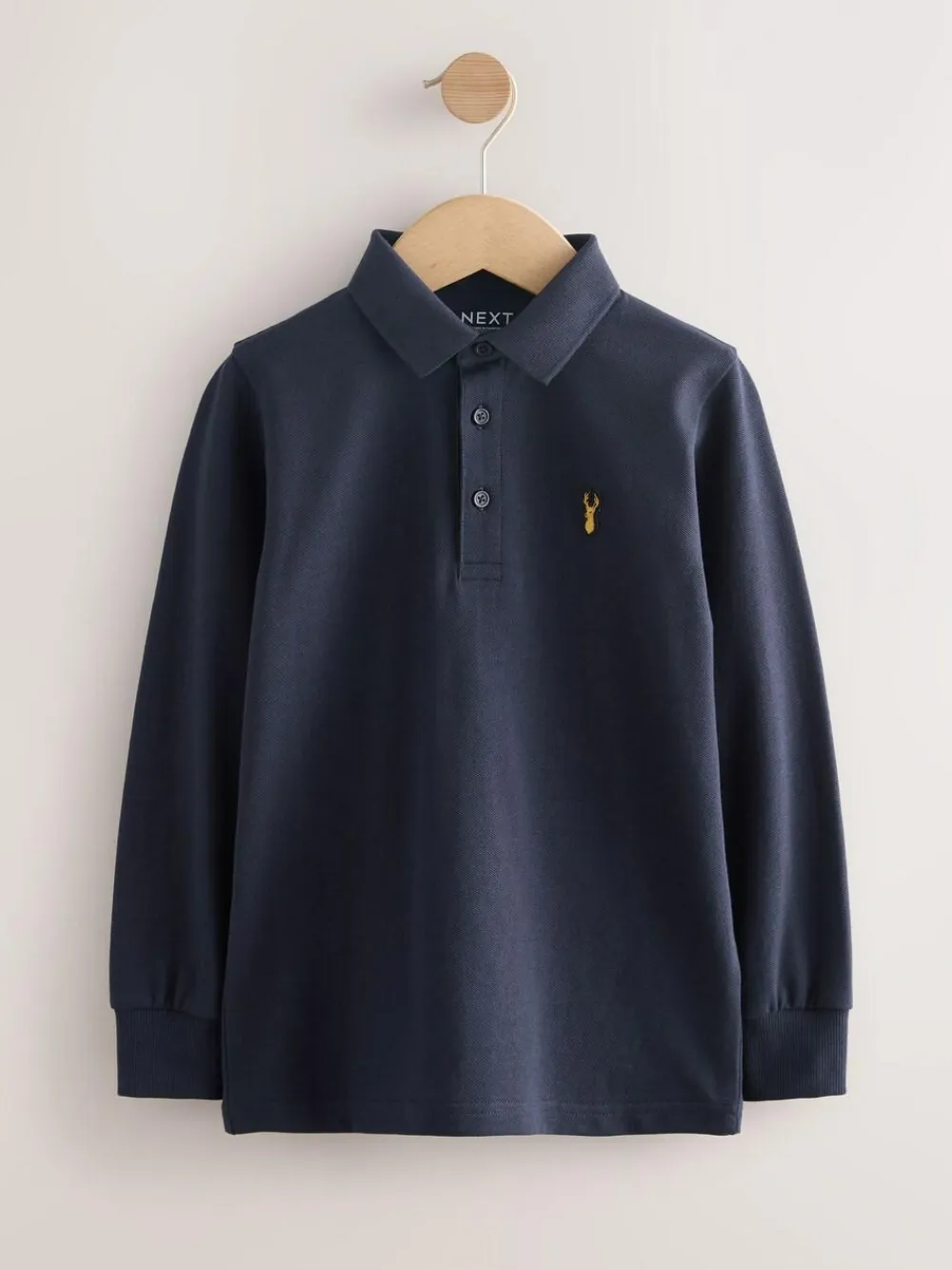 Next Navy Long Sleeve Polo Shirt (3-16yrs)^BOY Tops