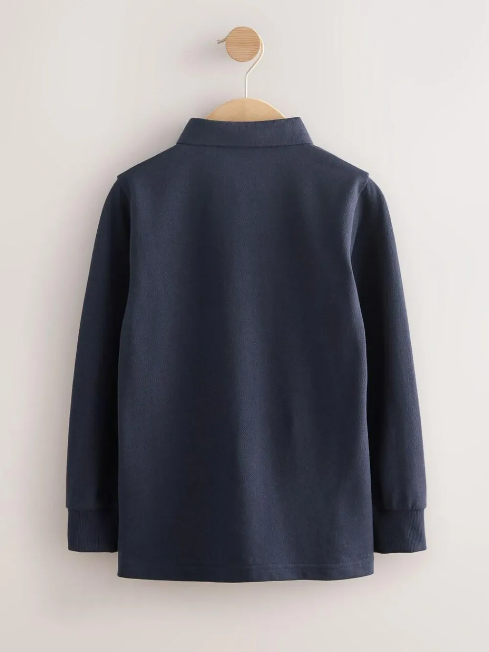 Next Navy Long Sleeve Polo Shirt (3-16yrs)^BOY Tops