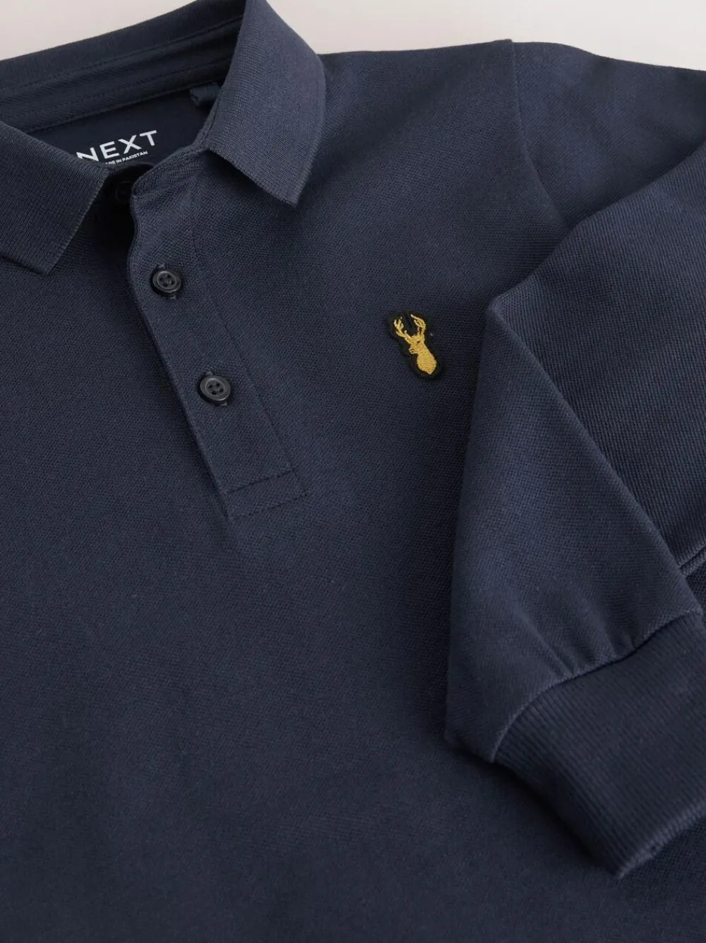Next Navy Long Sleeve Polo Shirt (3-16yrs)^BOY Tops