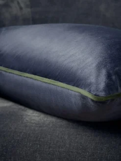 Next Navy Matte Velvet Contrast Pipe 40 x 59cm Cushion^ Cushions & Throws