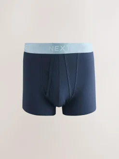 Next Navy Metallic Waistband Cotton Rich Trunk Boxers 10 Pack