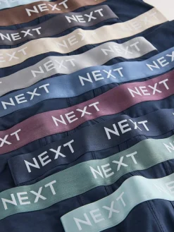 Next Navy Metallic Waistband Cotton Rich Trunk Boxers 10 Pack