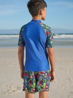 Next Navy Minecraft Rash Vest (3-16yrs)^BOY Swimwear