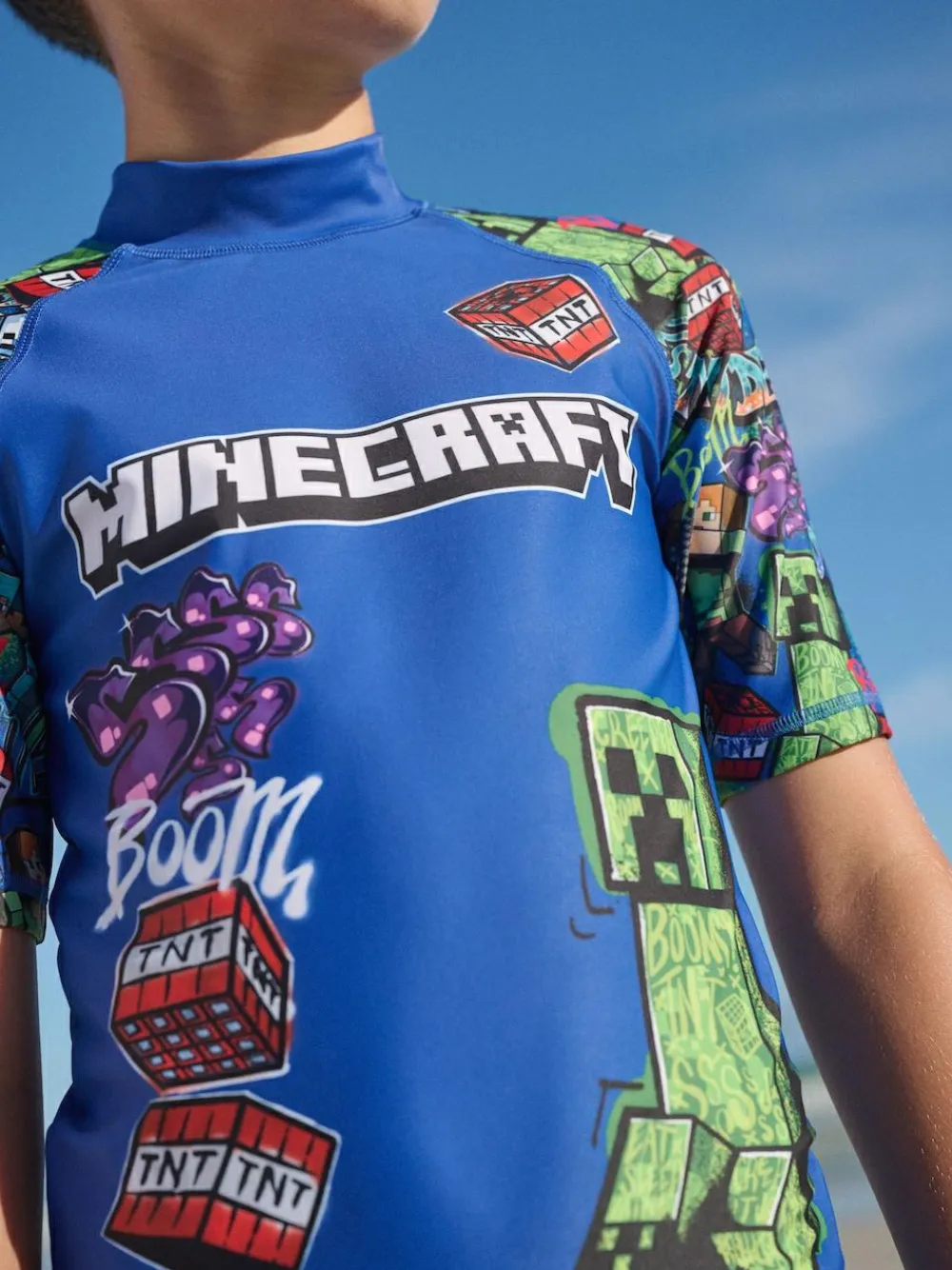 Next Navy Minecraft Rash Vest (3-16yrs)^BOY Swimwear