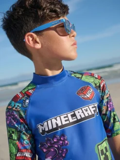 Next Navy Minecraft Rash Vest (3-16yrs)^BOY Swimwear