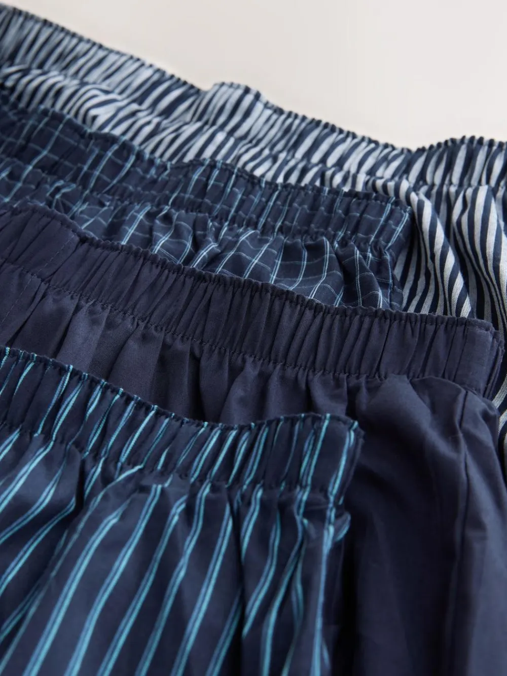 Next Navy Mixed Pattern 8 pack Woven Pure Boxers