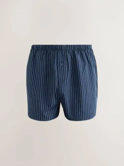 Next Navy Mixed Pattern 8 pack Woven Pure Boxers