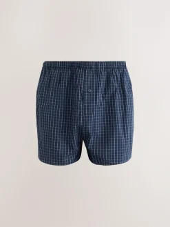 Next Navy Mixed Pattern 8 pack Woven Pure Boxers