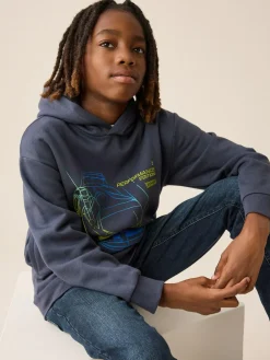 Hot Next Navy Neon Car Older Boys Graphic Print Hoodie (3-16yrs)