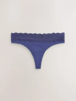 Sale Next Navy Paisley Thong Cotton Lace Knickers 4 Pack