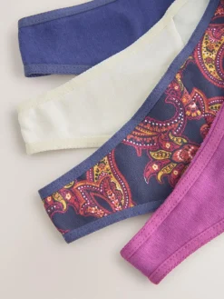 Sale Next Navy Paisley Thong Cotton Lace Knickers 4 Pack