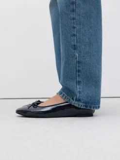 Hot Next Navy Patent Standard/Wide Fit Round Toe Ballerina Shoes