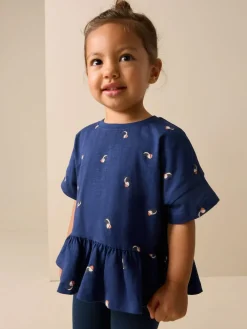 Next Navy Puffin Short Sleeve Peplum T-Shirt (3mths-7yrs)^ T-Shirts