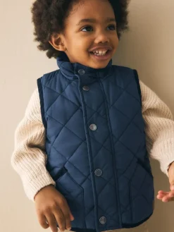 Next Navy Quilted Gilet (3mths-7yrs)^BOY Coats, Jackets & Pramsuits|Coats, Jackets & Pramsuits