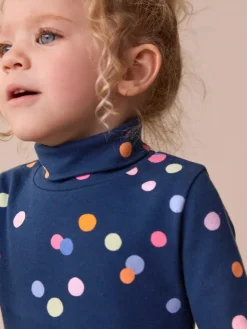 Discount Next Navy Rainbow Spot Long Sleeve Roll Neck Top (3mths-7yrs)