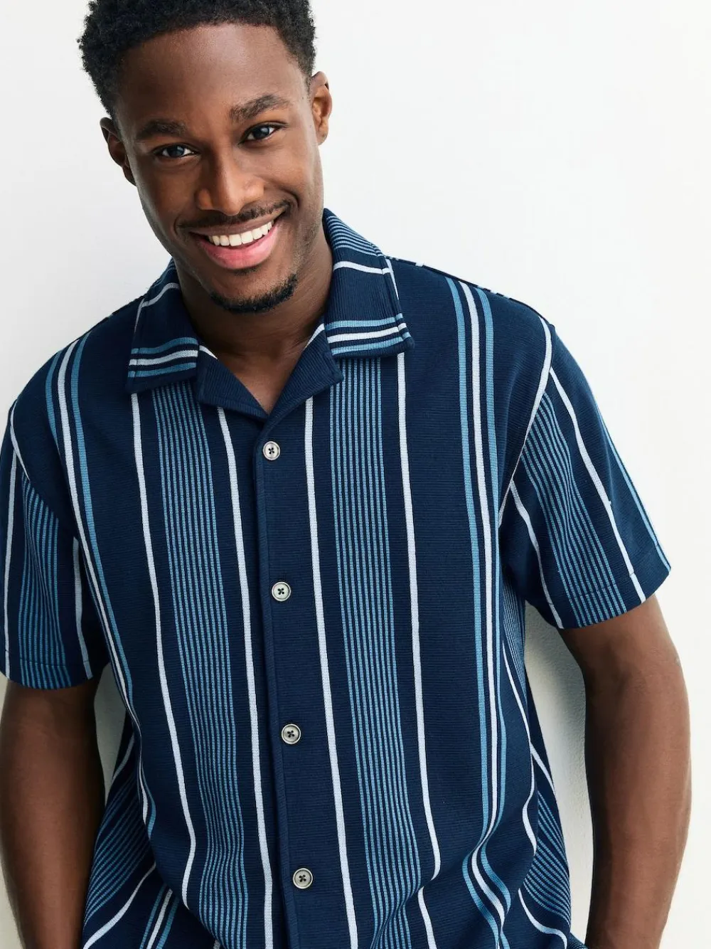 Next Regular Fit Stripe Short Sleeve Jersey Shirt^ Shirts