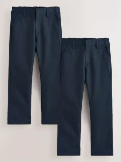 Online Next Regular Leg School Trousers 2 Pack (3-17yrs) Navy