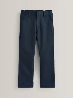 New Next Regular Waist Straight Leg School Trousers (3-17yrs) Navy
