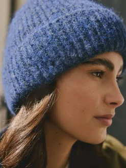 Discount Next Navy Ribbed Beanie Containing Wool Hat