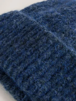 Discount Next Navy Ribbed Beanie Containing Wool Hat