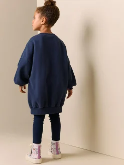 Outlet Next Navy Sequin Heart Jumper Dress (3-16yrs)