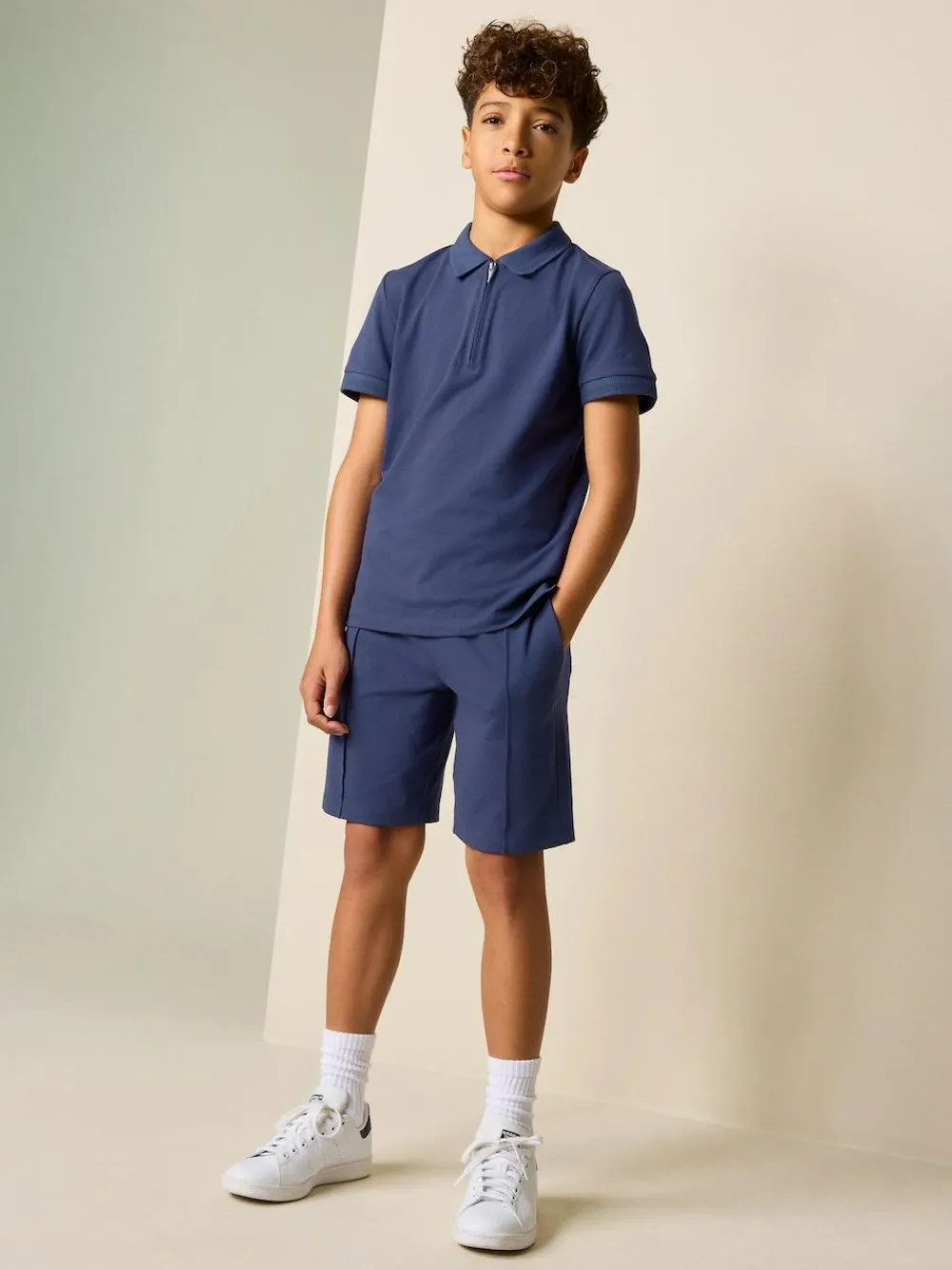 New Next Short Sleeve Polo Shirt and Shorts Set (3-16yrs) Navy