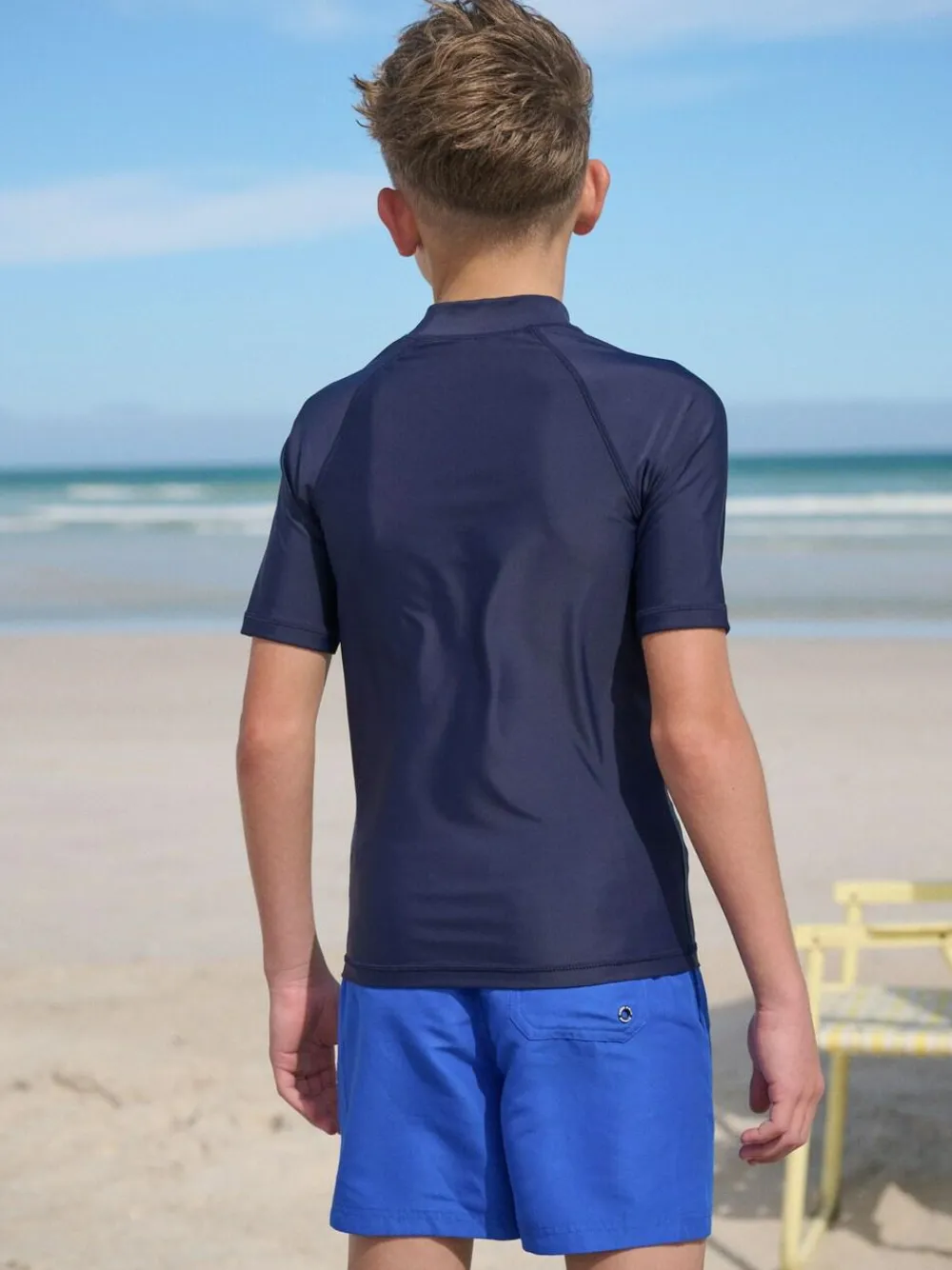 Next Navy Short Sleeve Rash Vest (1.5-16yrs)^BOY Swimwear