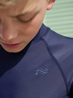 Next Navy Short Sleeve Rash Vest (1.5-16yrs)^BOY Swimwear