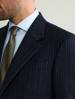 New Next Navy Signature Stripe Empire Mills British 100% Wool Suit Jacket