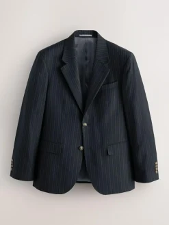 New Next Navy Signature Stripe Empire Mills British 100% Wool Suit Jacket