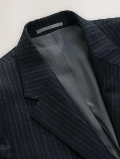 New Next Navy Signature Stripe Empire Mills British 100% Wool Suit Jacket