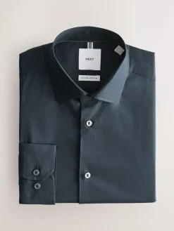 Discount Next Slim Fit Cotton Stretch Long Sleeve Formal Shirt Navy