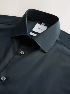 Discount Next Slim Fit Cotton Stretch Long Sleeve Formal Shirt Navy