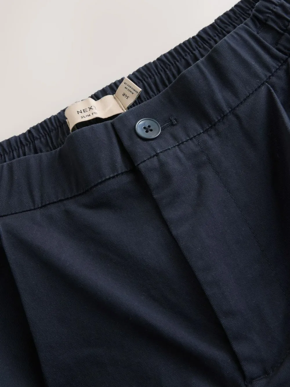 Next Slim Fit Pleated Stretch Chinos Trousers With Elasticated Waist^ Nightwear|Pants & Chinos